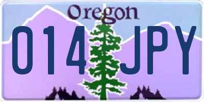OR license plate 014JPY