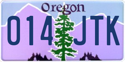OR license plate 014JTK