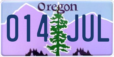 OR license plate 014JUL