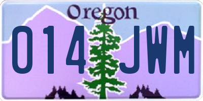 OR license plate 014JWM