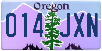 OR license plate 014JXN