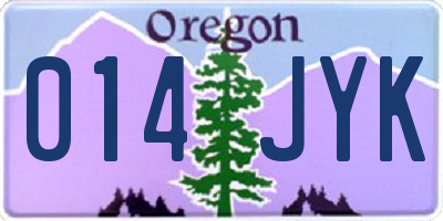 OR license plate 014JYK