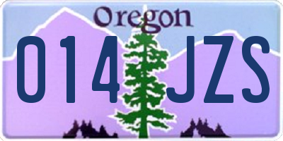 OR license plate 014JZS