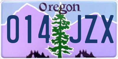 OR license plate 014JZX