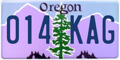 OR license plate 014KAG