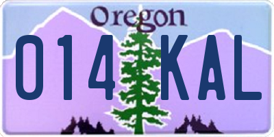 OR license plate 014KAL