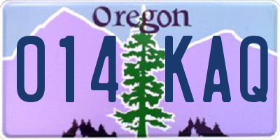 OR license plate 014KAQ