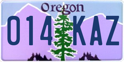 OR license plate 014KAZ