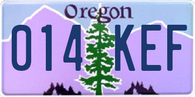 OR license plate 014KEF