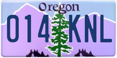 OR license plate 014KNL
