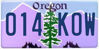 OR license plate 014KOW