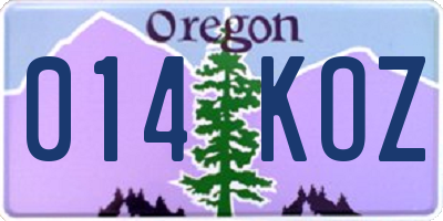 OR license plate 014KOZ