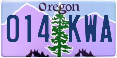 OR license plate 014KWA