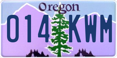 OR license plate 014KWM
