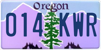 OR license plate 014KWR