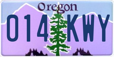 OR license plate 014KWY
