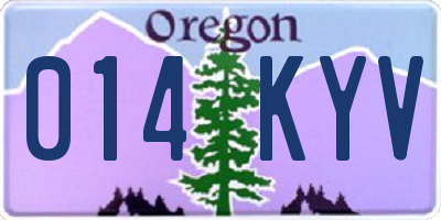 OR license plate 014KYV
