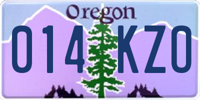 OR license plate 014KZO