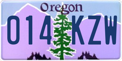 OR license plate 014KZW