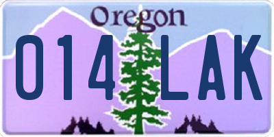 OR license plate 014LAK