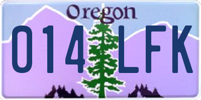 OR license plate 014LFK