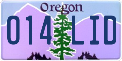 OR license plate 014LID