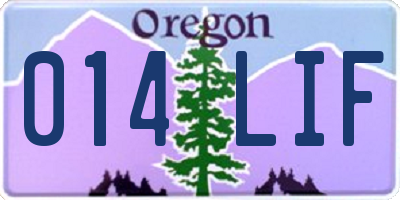 OR license plate 014LIF