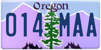 OR license plate 014MAA