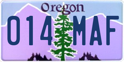 OR license plate 014MAF