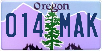 OR license plate 014MAK