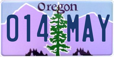 OR license plate 014MAY