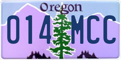 OR license plate 014MCC