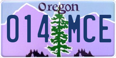 OR license plate 014MCE