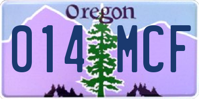 OR license plate 014MCF