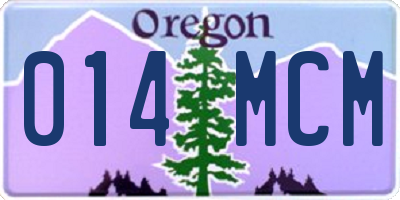 OR license plate 014MCM