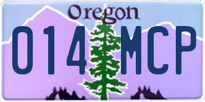 OR license plate 014MCP