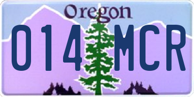 OR license plate 014MCR