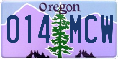 OR license plate 014MCW