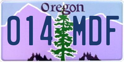 OR license plate 014MDF