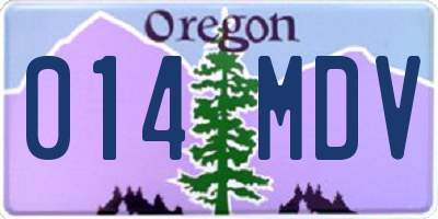 OR license plate 014MDV