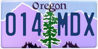 OR license plate 014MDX
