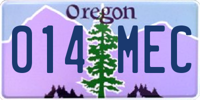 OR license plate 014MEC