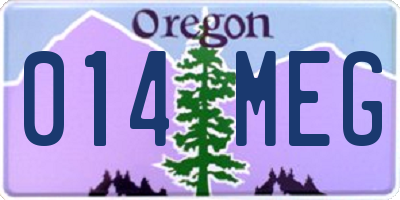 OR license plate 014MEG