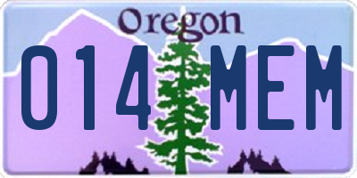 OR license plate 014MEM