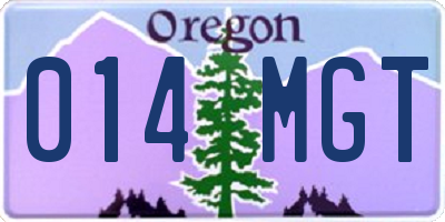 OR license plate 014MGT