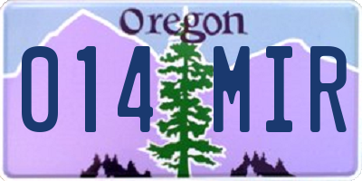 OR license plate 014MIR