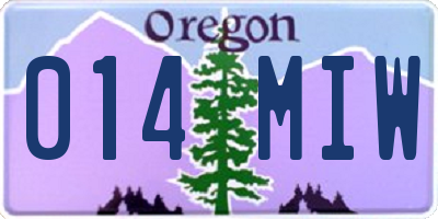OR license plate 014MIW