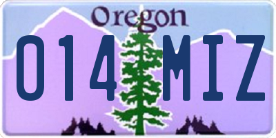 OR license plate 014MIZ