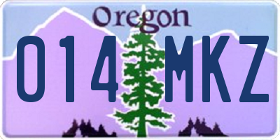 OR license plate 014MKZ