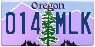 OR license plate 014MLK